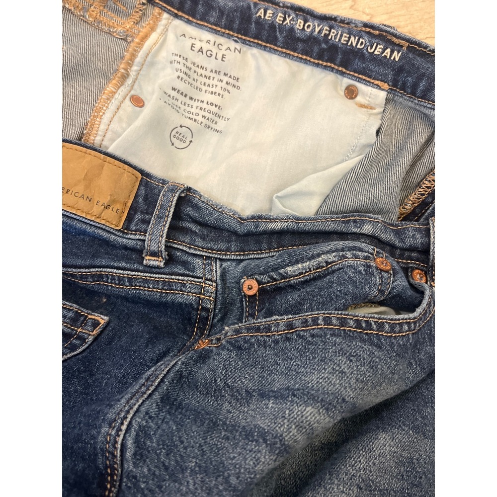 American Eagle Ex-Boyfriend Jeans Womens 16 Regular Dark Wash Straight Leg Denim
